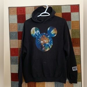 Black Hoodie with Tie-Dye Mickey Design
